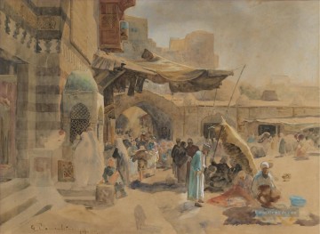  orientalist - STRASSENSZENE IN JAFFA STREET SCENE IN JAFFA Gustav Bauernfeind Orientalist Jewish